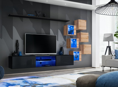 Holzmöbel Modern Wohnwand Designer Wohnzimmermöbel TV-Ständer Wandschrank